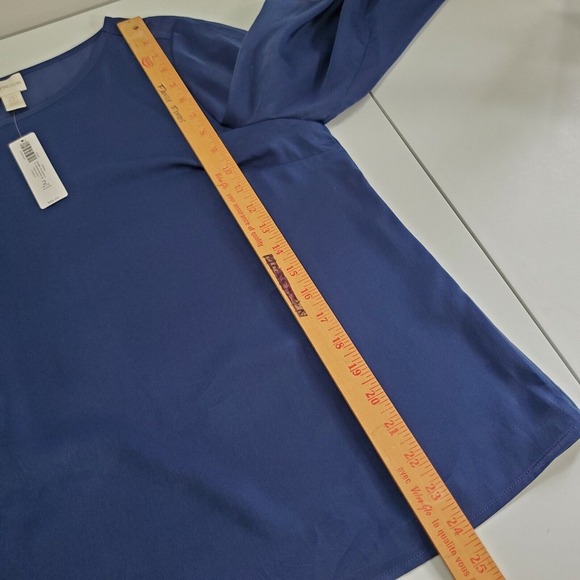 Chicos Women Grommet Sleeve Top Size 2 Petite US 12 Blue Office Event Blouse - Picture 11 of 13